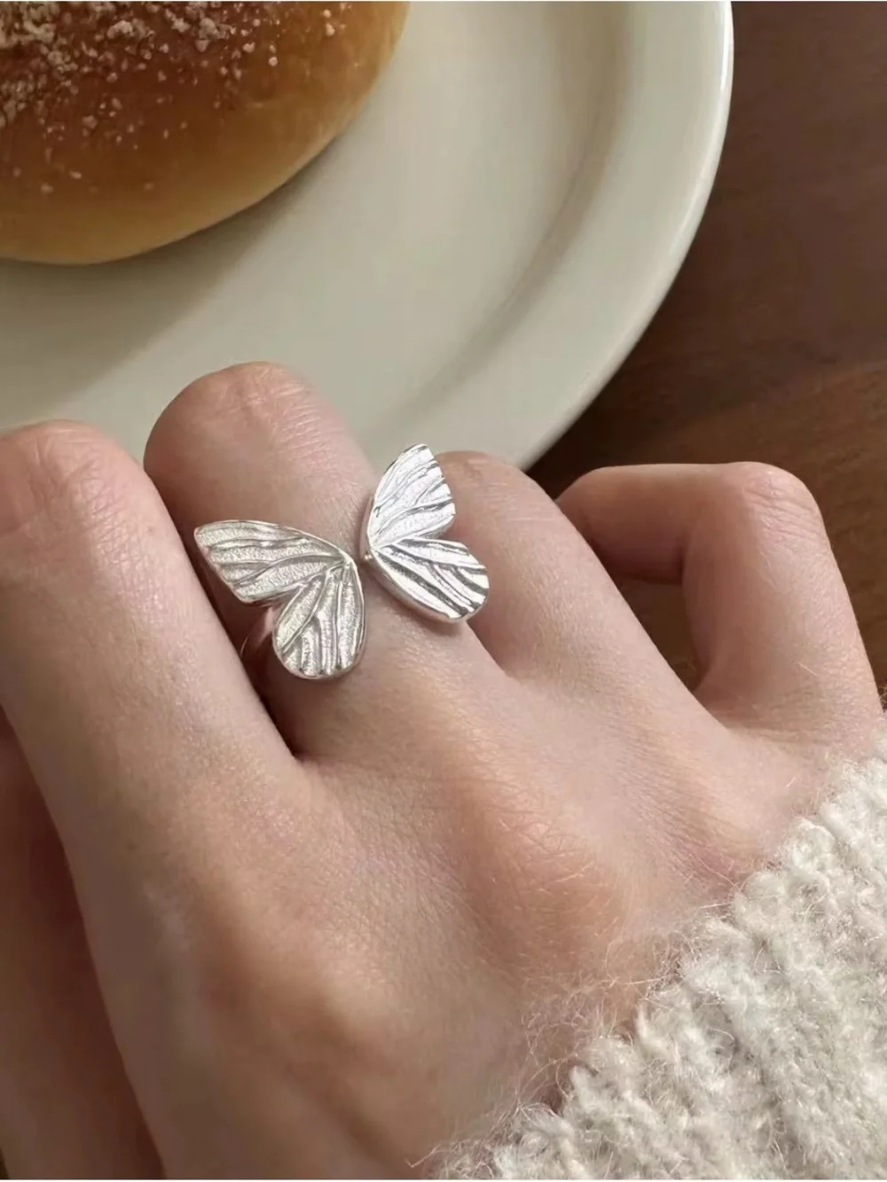 925 Sterling Silver Butterfly Open Ring